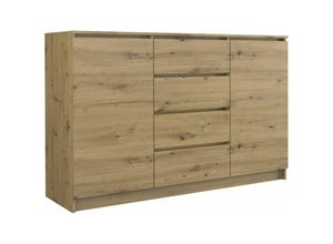 5903760931698 - Roe Furniture - Kommode mit 4 Schubladen 2 Schränke 140cm Klamotenschrank Sideboard Anrichte hol