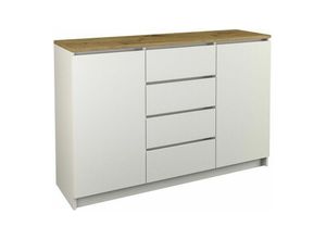 5903760931711 - Roe Furniture - Kommode mit 4 Schubladen 2 Schränke 120cm Klamotenschrank Sideboard Anrichte hol