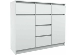 5903760932084 - Roe Furniture - Kommode mit 6 Schubladen 2 Schränke 140cm Klamotenschrank Sideboard Anrichte hol