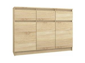 5903760932244 - Roe Furniture - Kommode mit 3 Schubladen 3 Schränke 120cm Klamotenschrank Sideboard Anrichte hol