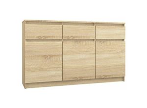 5903760932251 - Roe Furniture - Kommode mit 3 Schubladen 3 Schränke 140cm Klamotenschrank Sideboard Anrichte hol