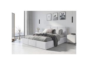 5903760936969 - Bett mit Lattenrost Jugendbett Doppelbett gepolsterte Boxspringbett Matratze weiß (en) ohne Matratze (en) 140x200 (en)