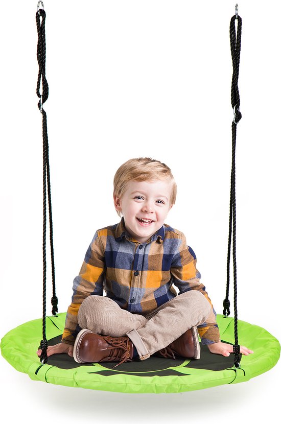 5903769974276 - Wurfschaukel Outdoor-Spielzeug 100 cm grün - Pendelschaukel - Nestschaukel - Rundschaukel - Schafsnest - 100 kg Belastung - Für Kinder und Erwachsene
