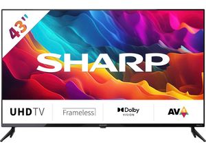 5903802469707 - F (A bis G) SHARP LED-Fernseher 4T-C43FJx Fernseher Roku TV nur in Deutschland verfügbar Rahmenlos HDR10 Dolby Digital schwarz LED Fernseher