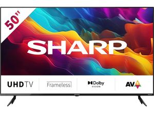 5903802469721 - F (A bis G) SHARP LED-Fernseher 4T-C50FJx Fernseher Roku TV nur in Deutschland verfügbar Rahmenlos HDR10 Dolby Digital schwarz LED Fernseher