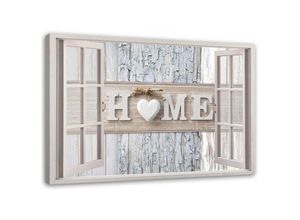 5903839199752 - Feeby - Bild auf Leinwand Fensterbeschriftung Home Heart Shabby Chic - 60x40