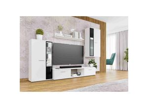 5903981082285 - Mediawand sarai Wohnwand 4-teilig ohne led 240 x 180 x 402 cm modern Weiß - Furnix