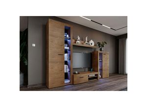 5903981082490 - FURNIX Mediawand RIVAY Wohnwand TV-Lowboard Highboard Vitrine 4-tlg 270 cm Lefkas