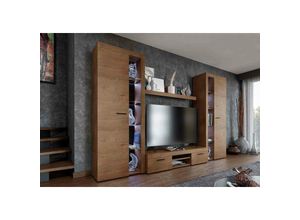 5903981082643 - Mediawand rivay xl Wohnwand TV-Schrank Vitrine Regal 4-tlg 300cm Eiche Lefkas - Furnix