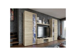 5903981082650 - Mediawand rivay xl Wohnwand TV-Schrank Vitrine Regal 4-tlg 300cm Eiche Sonoma - Furnix