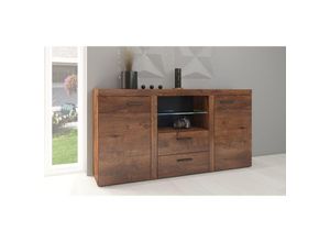 5903981082698 - Furnix - Sideboard rivay mit 2 Schubladen Glasvitrine 2F2S B1564 cm Eiche Lefkas