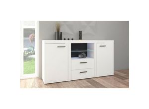 5903981082711 - Furnix - Sideboard rivay mit 2 Schubladen und Glasvitrine 2F2S 1564 cm modern Weiß