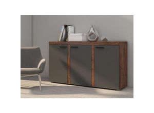 5903981082827 - Furnix - Sideboard rivay 3 Türen Anrichte Kommode 149 cm 3F Eiche Graphit