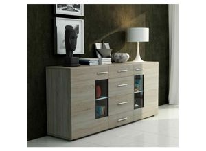 5903981082971 - Furnix - Sideboard tinna Anrichte 170 cm breit 2 Türen 4 Schubladen Eiche Sonoma