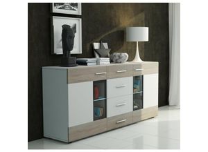 5903981082988 - FURNIX Sideboard TINNA Anrichte 170 cm 2 Türen 4 Schubladen Eiche Sonoma Weiß