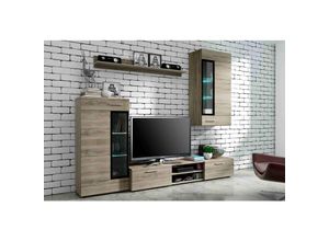 5903981083077 - FURNIX Mediawand TINNA Wohnwand 4-tlg TV-Schrank für Wohnzimmer 235 cm San Remo