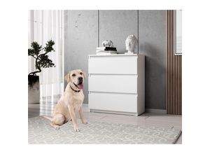 5903981086825 - Furnix - Kommode mit 3 Schubladen 70 cm breit für Schlafzimmer modern Weiß matt - Weiß