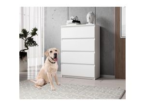 5903981086849 - FURNIX Kommode mit 4 Schubladen 70 cm breit für Schlafzimmer modern Weiß matt - Weiß