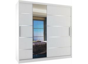 5904316242435 - Belini - Schiebeschrank 200 cm Mit Schubladen mit Spiegel weiß matt Hersteller