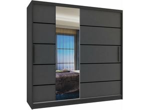 5904316242503 - Schiebeschrank Belini 200 cm Mit Schubladen mit Spiegel grau anthrazit graphit Hersteller