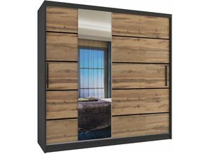 5904316242510 - Belini - Schiebeschrank 200 cm Mit Schubladen mit Spiegel eiche wotan eiche sonoma Hersteller