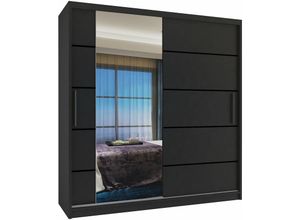 5904316243012 - Schiebeschrank Belini 158 cm Mit Schubladen mit Spiegel schwarz Ebenholz dunkel Hersteller