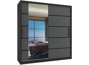 5904316243050 - Schiebeschrank Belini 158 cm Mit Schubladen mit Spiegel grau anthrazit graphit Hersteller