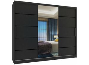 5904316243319 - Schiebeschrank Belini 232 cm Mit Schubladen mit Spiegel schwarz Ebenholz dunkel Hersteller