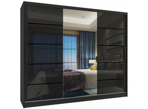 5904316243432 - Schiebeschrank Belini 232 cm Mit Schubladen mit Spiegel schwarz glänzend Hersteller