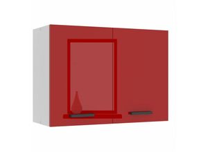 5904316249533 - Hängeschrank Küche Küchenschränke sg Breite 80 cm Oberschrank mit 2 Türen Küchenhängeschränke Wandschrank Hängend Rot Hochglanz - Belini