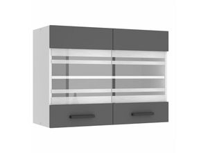 5904316249601 - Hängeschrank Küche Küchenschränke sgw Breite 80 cm Oberschrank mit 2 Türen Küchenhängeschränke Wandschrank Hängend Silber matt - Belini