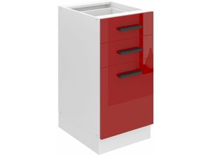 5904316249755 - Unterschrank Küche Küchenunterschrank 40 cm Breite sdsz Küchenunterschrank ohne Arbeitsplatte Küchenschrank mit Schubladen Rot Hochglanz - Belini