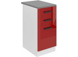 5904316251406 - Unterschrank Küche Küchenunterschrank 40 cm Breite sdsz Küchenunterschrank mit Arbeitsplatte Küchenschrank mit Schubladen Rot Hochglanz - Belini