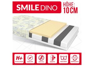 5904323832216 - FDM - Matratze 90x180 cm smile Kaltschaum H3 latex Höhe 10 cm dino - Weiß