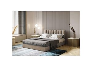 5904347102975 - City Boxspringbett 140 x 200 mit Bettkasten und Topper HellBeige - Trada