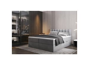 5904347103972 - Palermo Boxspringbett 140x200 mit Bettkästen H3 Matratze Grau - Trada