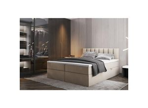 5904347104030 - Palermo Boxspringbett 160x200 mit Bettkästen H3 Matratze Hellbeige - Trada