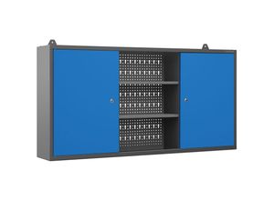 5904405571453 - Hängeschrank Werkzeugschrank Werkstattschrank Metallschrank Lochwand 2 verstellbare Fachböden 2 Fächer 120 cm x 60 cm x 20 cm (Anthrazit-Blau) - Jan