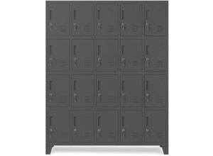 5904405574959 - Jan Nowak - Umkleideschrank 5B4A Fächerschrank Schließfachschrank mit 20 Fächern Wertfachschrank Metall Pulverbeschichtung 172 cm x 136 cm x 45 cm (h