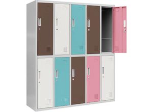 5904405576144 - Jan Nowak - Schließfachschrank 5B2AS Umkleideschrank Wertfachschrank Umkleideschrank mit 10 Fächern Stahlblechkonstruktion Pulverbeschichtet 150 cm x