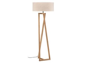 5904496510409 - Stehlampe Canvas Eichenholz Textilschirm beige