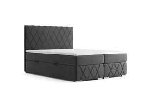 5904507942977 - Boxspringbett fredd 180x200 cm 2 Bettkasten Polsterbett Topper M246 Grau - Furnix