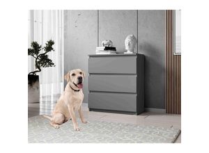 5904507947156 - Furnix - Kommode mit 3 Schubladen 70 cm für Schlafzimmer modern arenal anthrazit