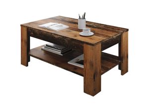 5904507948375 - Couchtisch Alyx für Wohnzimmer Sofatisch mit zusätzlicher Ablage old wood - Furnix