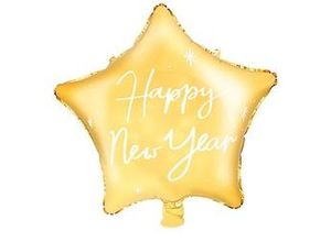 5904555006027 - Folienballon Stern Happy New Year gold 44 cm Ø