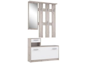 5904767115333 - Garderobe Diele Foxi Garderobenschrank Paneel Schuhschrank und Spiegel Eiche S