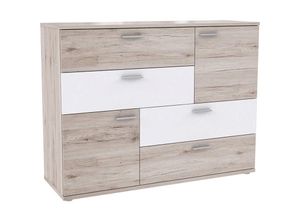 5904767118723 - - Kommode Beistellkommode Sideboard ca 125 cm Skive Sandeiche Nb   weiss