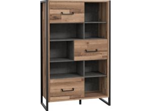 5904767543938 - Aktenregal HUD grau (betonoptik dunkelgrau stabeiche) B941cm H1515cm T415cm Dekorfolie Holzwerkstoff Metall Kunststoff Regale Standregal Breite 94 cm