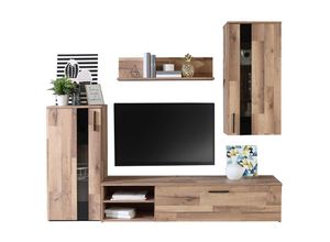 5904767825218 - Wohnwand Anbauwand Wohnzimmerschrank CRUNCH Old Style Stave Oak Eiche Nb Deko