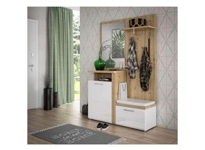 5904767829438 - Kompakt Garderobe Kleiderständer Schuhschrank ca 129 x 201 x 43 cm HALL Artis